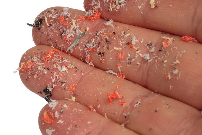 microplastics on fingers